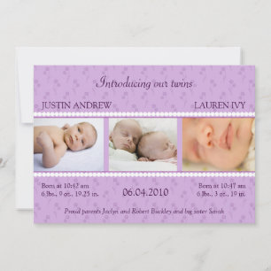 Lila bekendmaking van Pearl Twins Aankondiging