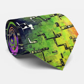 Lila bloem en bladeren met een geslepen mozaïek stropdas (Opgerold)