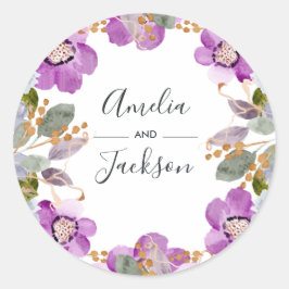 Lila bloemen | Botanische wandelaars Ronde Sticker