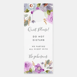 Lila bloemen bruiloft niet storen deurhanger