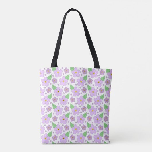 Lila Bloemen Canvas tas (Achterkant)