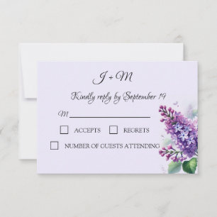 Lila Bloemen Elegant Modern RSVP Kaartje