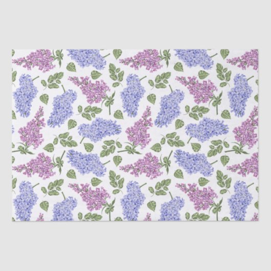 Lila bloemen en bladeren tissuepapier (Voorkant)