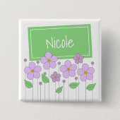 Lila Bloemen en Labels Button (Voorkant)