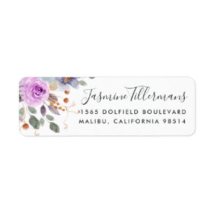 Lila bloemen   Etiket voor het kantooradres van Fl