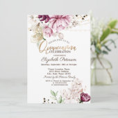 Lila bloemen Glitter Butterflies Quinceañera Kaart (Staand voorkant)