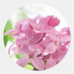 Lila bloemen in het zonlicht van de ochtend ronde sticker