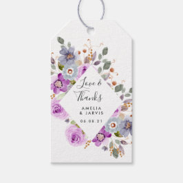 Lila bloemen | Labels voor weddenschappen met cade Cadeaulabel