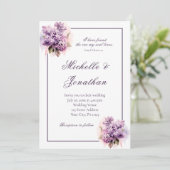 Lila Bloemen Lijst Bijbel Verse Christelijk Bruilo Kaart (Staand voorkant)