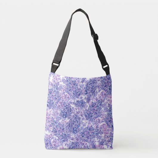 Lila bloemen met waterverf crossbody tas (Voorkant)