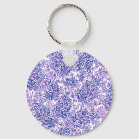 Lila bloemen met waterverf sleutelhanger (Voorkant)