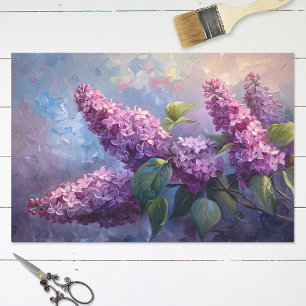 Lila Bloemen Olieverfschilderij Decoupage Tissuepapier