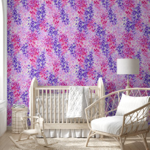Lila Bloemen Roze Paarse Botanische Behang