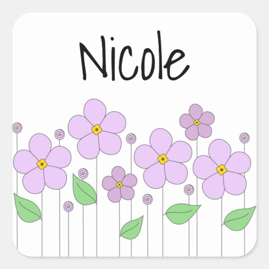 Lila Bloemen Sticker (Voorkant)