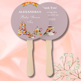 Lila Bloemen Tea Party Baby shower Hand Fan Handwaaier