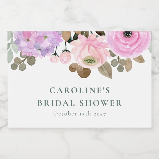 Lila Bloemen Waterverf Vrijgezellenfeest Custom Mi Sparkling Wijnetiket (Enkel label)