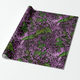Lila bloemencapier cadeaupapier