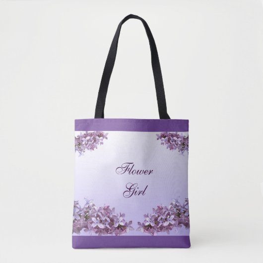 Lila Bloemenmeisje Wedding Canvas tas (Voorkant)