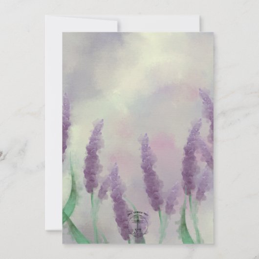 Lila Bloemenveld Boho Modern Bruiloft Kaart (Achterkant)