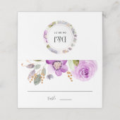 Lila Blooms Wedding Place Card (Buitenkant ongevouwen)