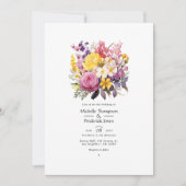 Lila, Blush Roze en Geel Bruiloft Kaart (Voorkant)