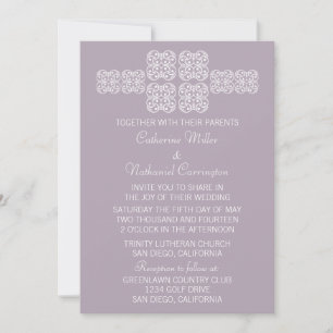 Lila Bohemian Chic Wedding Invite Kaart