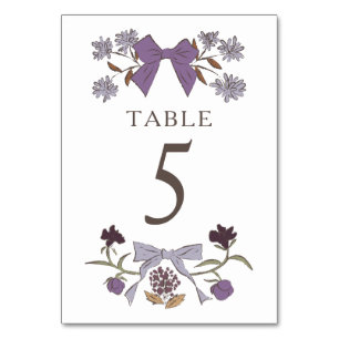 Lila Boho Bows Trouwtafel nummer Kaart