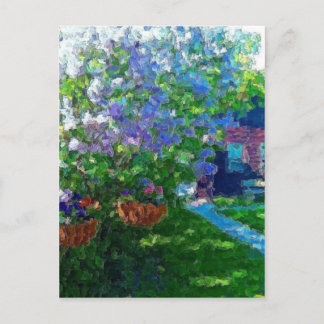lila bomen in het wilg-meer briefkaart