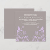 Lila Butterfly Floral Wedding Invite Kaart (Voorkant / Achterkant)