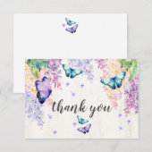 Lila & Butterfly-kaart Bedankkaart (Voorkant / Achterkant)
