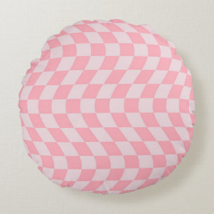 Lila cheques met afgevuurde wavy-roze terugdraaie rond kussen