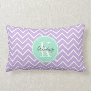 Lila Chevron met het Monogram van de Munt Kussen