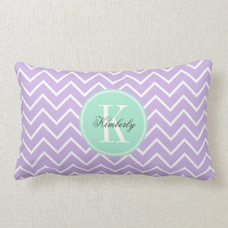 Lila Chevron met het Monogram van de Munt Kussen