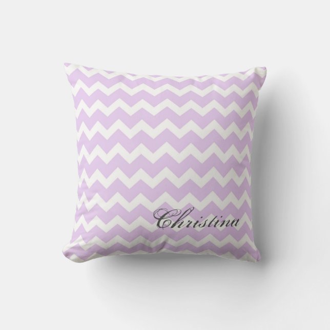 Lila Chevrons Pattern Monogram Pillow Kussen (Voorkant)