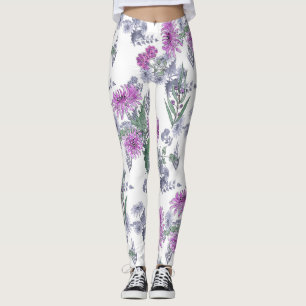 Lila chrysanthema , waterverf leggings
