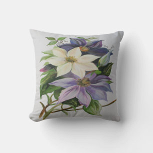 Lila Clematis vijn Acrylverf Kussen