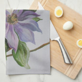 Lila Clematis vijn Acrylverf Theedoek (Quarter Fold)