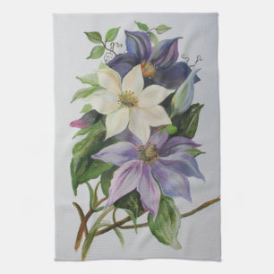 Lila Clematis vijn Acrylverf Theedoek