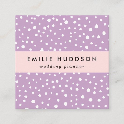 Lila Dalmatische Spots, Dalmatische Stippen, gecit Vierkante Visitekaartje (Voorkant)