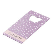 Lila Dalmatische Vlekken, Dalmatische Stippen, Jou Kredietkaart Flessenopener (Achterkant Gekanteld)