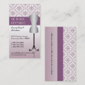 Lila Damask Mode Dress Form Visitekaartje (Voorkant / Achterkant)