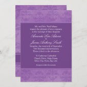 Lila Damask Wedding Kaart (Voorkant / Achterkant)