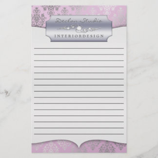 Lila Dashing Damask Lined Zakelijk Briefpapier