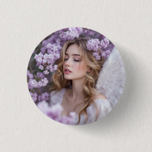 Lila dromen - Serene Spring Angel Ronde Button 3,2 Cm