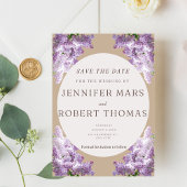 Lila en beige bruiloft save the date