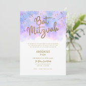 LILA EN BLAUWE BAT MITZVAH UITNODIGING (Staand voorkant)