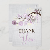 Lila en Cream Flowers Rustic Dank u Post Kaart (Voorkant / Achterkant)