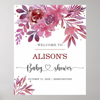 Lila en Gold Confetti Baby shower welkom Sign Poster