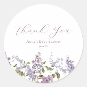 Lila en Lavendel Dank u Baby shower Ronde Sticker
