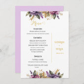 Lila en Lavendel Wijngaard Bruiloft Menu (Voorkant / Achterkant)